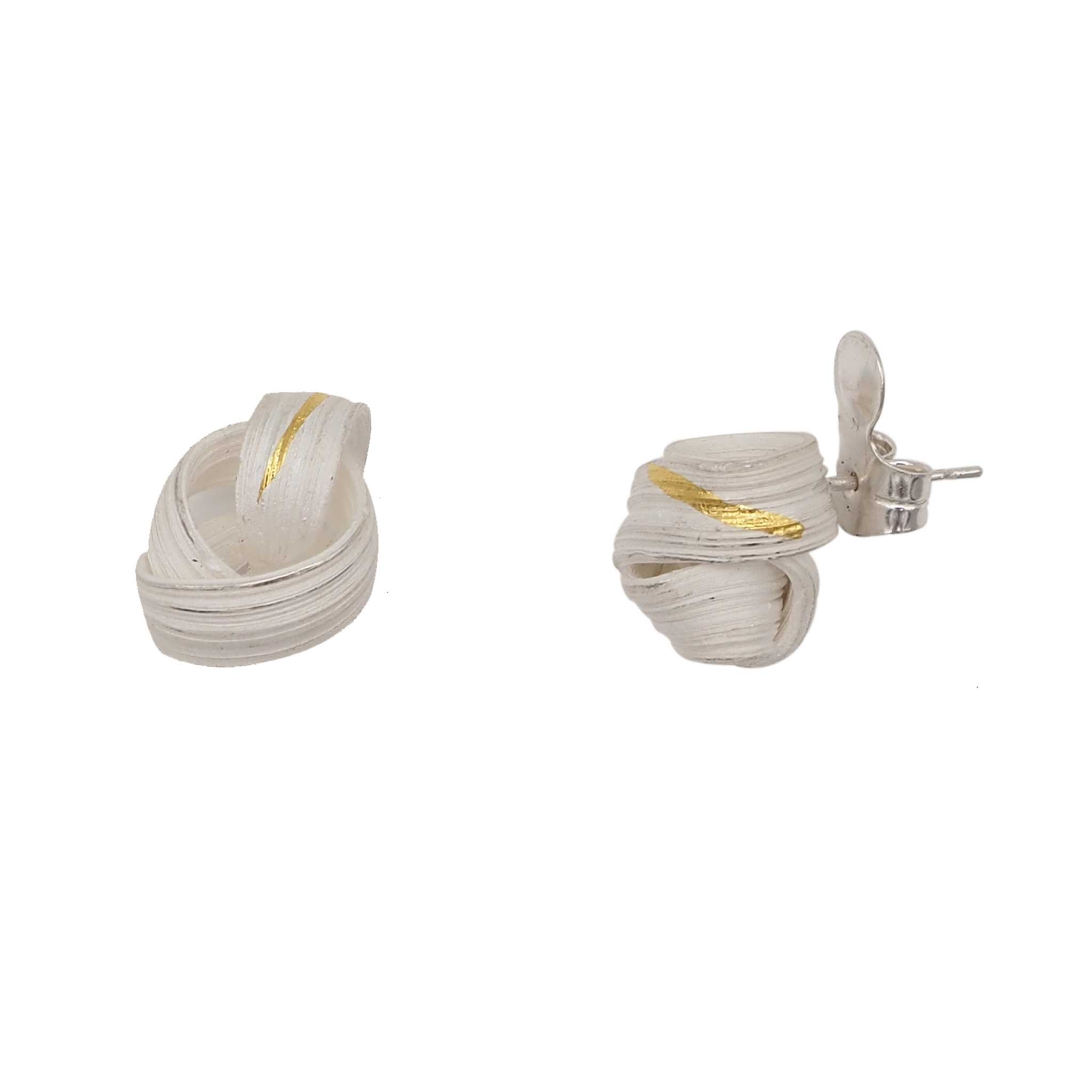 Cast Silver and 24ct Gold Spring Moon Earrings